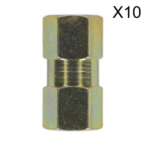 Brake Tube Connector M10 x 1mm Female to Female Pack of 10 Sealey Part No. BC10100F