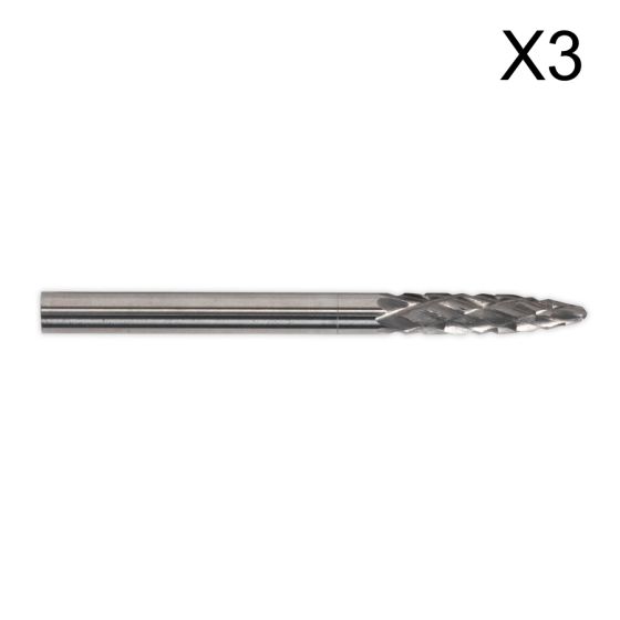 Micro Carbide Burr Ball Nosed Tree Pack of 3 Sealey Part No. MCB006