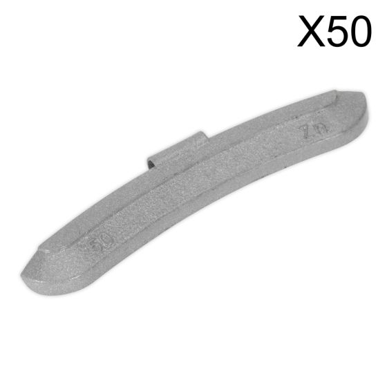 Wheel Weight 50g Hammer-On Zinc for Steel Wheels Pack of 50 Sealey Part No. WWSH50