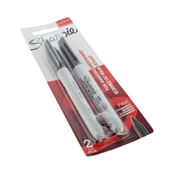 Fine Tip Permanent Marker Black (Pack of 2)