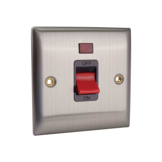 DP Neon Switch 45A Brushed Steel