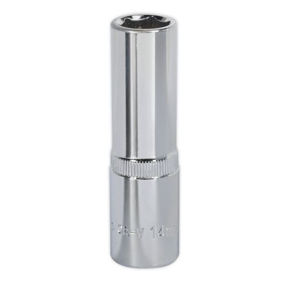 WallDrive Socket 14mm Deep 1/2"Sq Drive Fully Polished Sealey Part No. SP1214D
