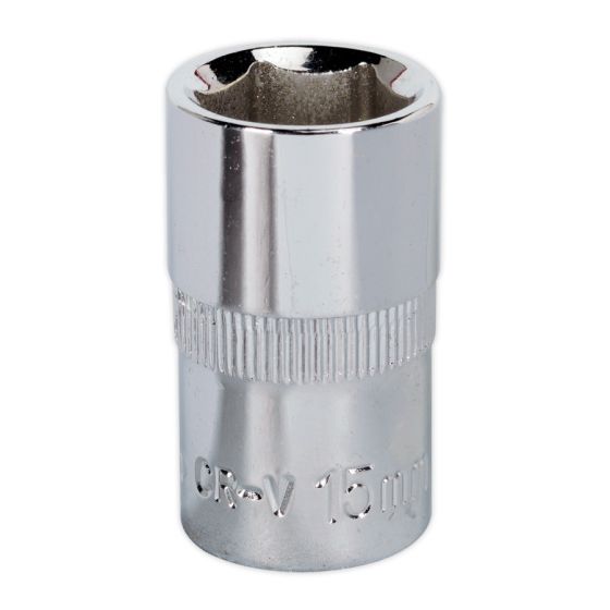 WallDrive Socket 15mm 1/2"Sq Drive Fully Polished Sealey Part No. SP1215