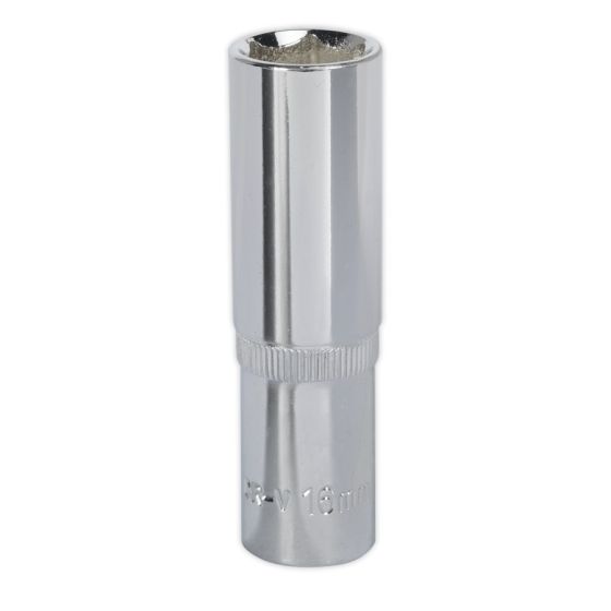 WallDrive Socket 16mm Deep 1/2"Sq Drive Fully Polished Sealey Part No. SP1216D