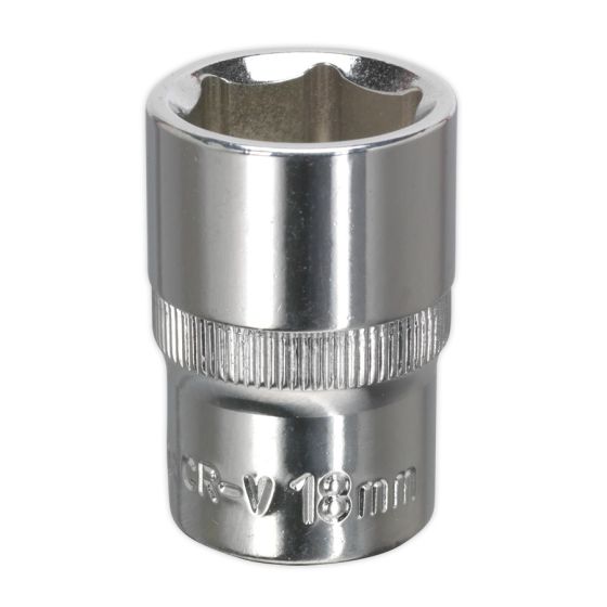 WallDrive Socket 18mm 1/2"Sq Drive Fully Polished Sealey Part No. SP1218