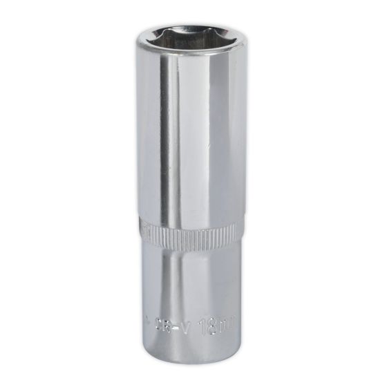 WallDrive Socket 18mm Deep 1/2"Sq Drive Fully Polished Sealey Part No. SP1218D