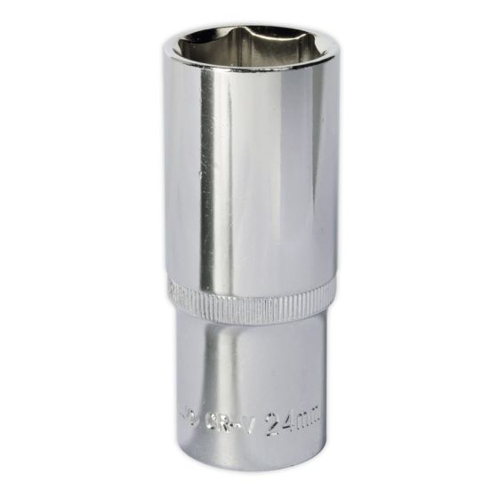 WallDrive Socket 24mm Deep 1/2"Sq Drive Fully Polished Sealey Part No. SP1224D
