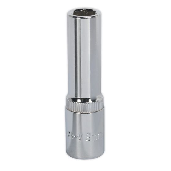 WallDrive Socket 9mm Deep 3/8"Sq Drive Fully Polished Sealey Part No. SP3809D
