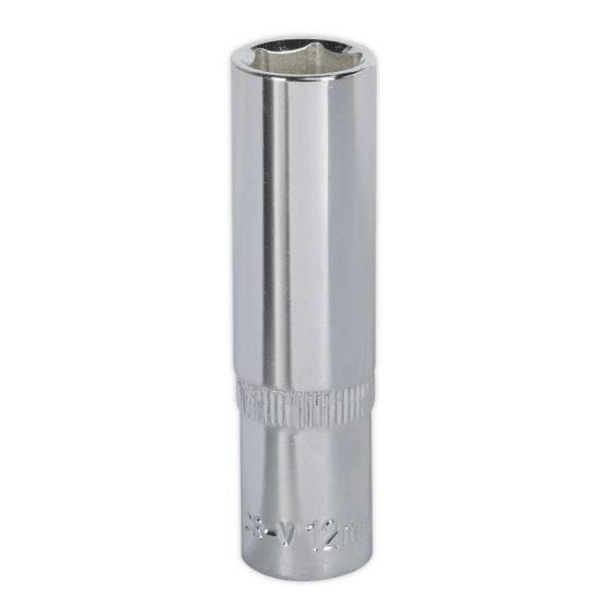 WallDrive Socket 12mm Deep 3/8"Sq Drive Fully Polished Sealey Part No. SP3812D