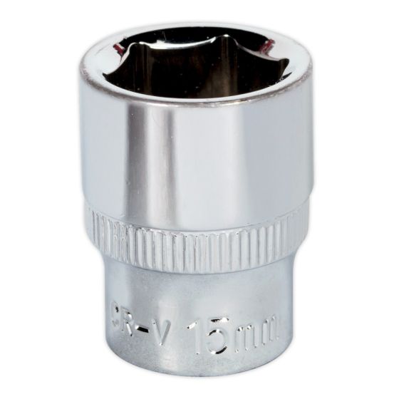 WallDrive Socket 15mm 3/8"Sq Drive Fully Polished Sealey Part No. SP3815