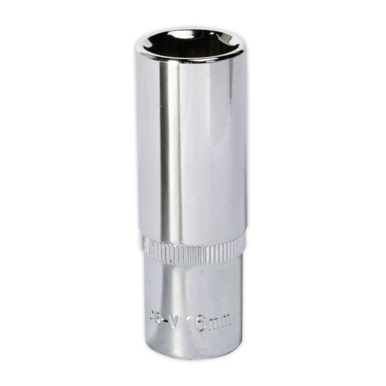 WallDrive Socket 16mm Deep 3/8"Sq Drive Fully Polished Sealey Part No. SP3816D