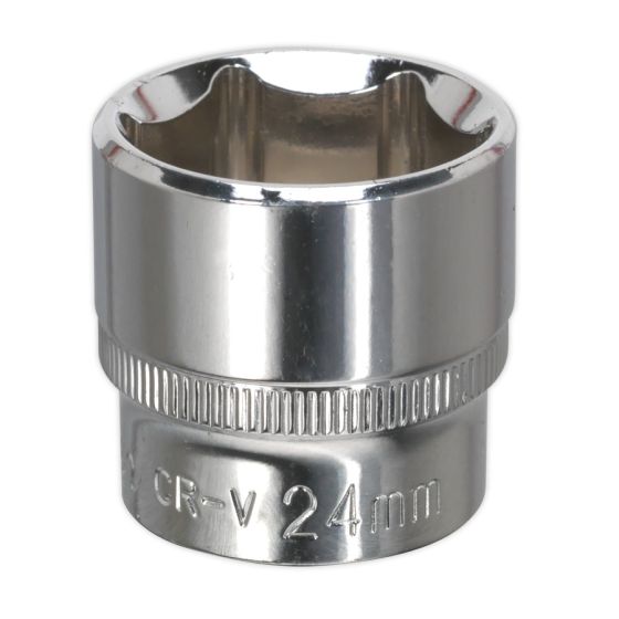 WallDrive Socket 24mm 3/8"Sq Drive Fully Polished Sealey Part No. SP3824