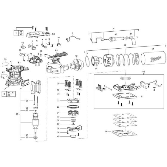 Milwaukee SPS140 Sander Assembly