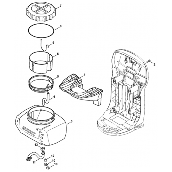 Carrier, Container Assembly for Stihl SR200 Mistblower