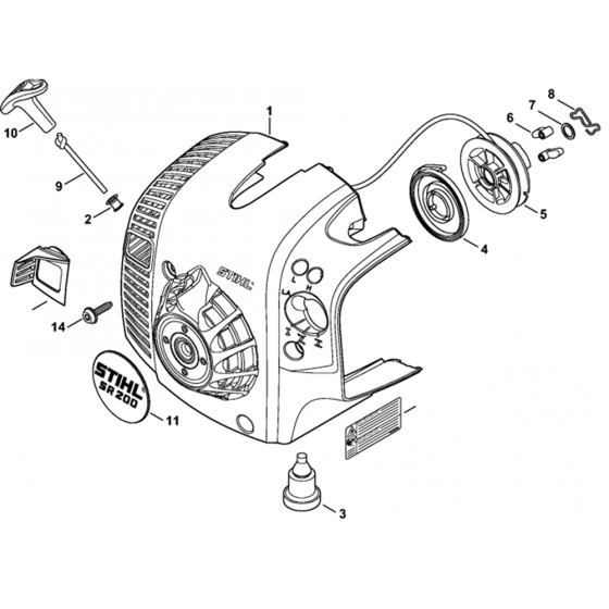 Rewind Starter Assembly for Stihl SR200-D Mistblower