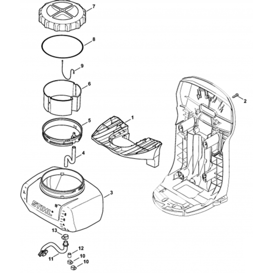 Carrier, Container Assembly for Stihl SR200-Z Mistblower