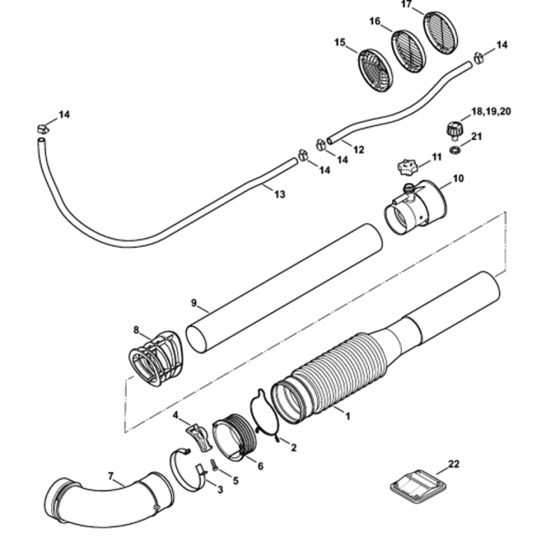 Pleated Hose, Blower Tube Assembly for Stihl SR200-Z Mistblower