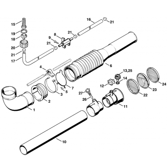 Pleated Hose Assembly for Stihl SR320, SR400 Mistblower