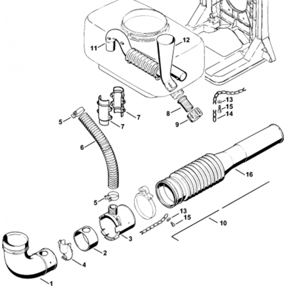 Dusting Attachment Assembly for Stihl SR 340, SR 420 Mistblowers