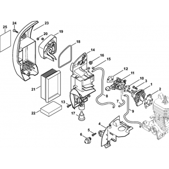 Air Fitler, Spacer Flange Assembly for Stihl SR440 Mistblower