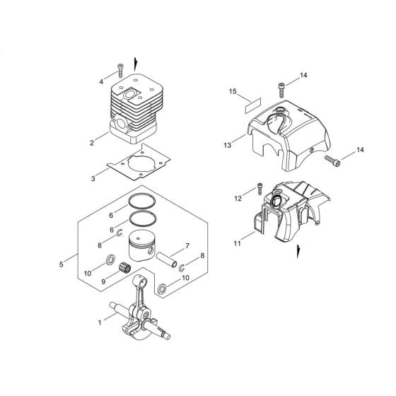 Cylinder, Piston, Crankshaft for ECHO SRM-420TES/U-1 Brushcutter