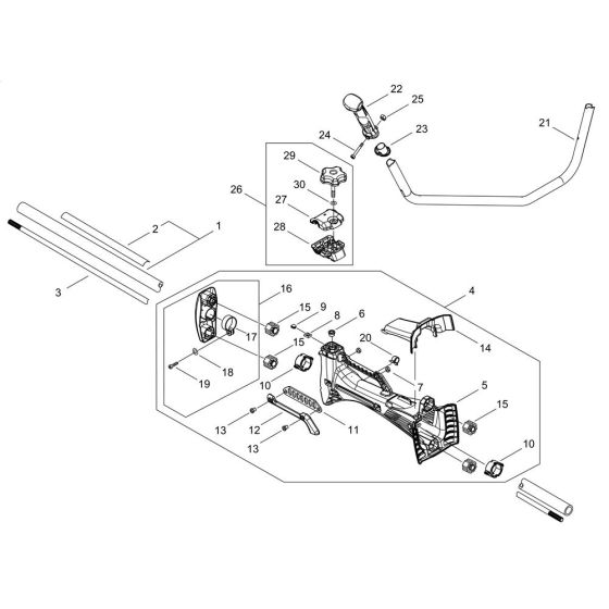 Main Pipe, Handle for ECHO SRM-420TES/U-11 Brushcutter