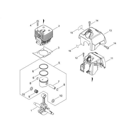 Cylinder, Piston, Crankshaft for ECHO SRM-520ES/U Brushcutter