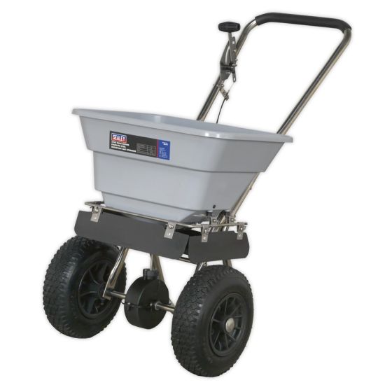 Stainless Steel Broadcast Salt Spreader 37kg Walk Behind Sealey Part No. SSB37W