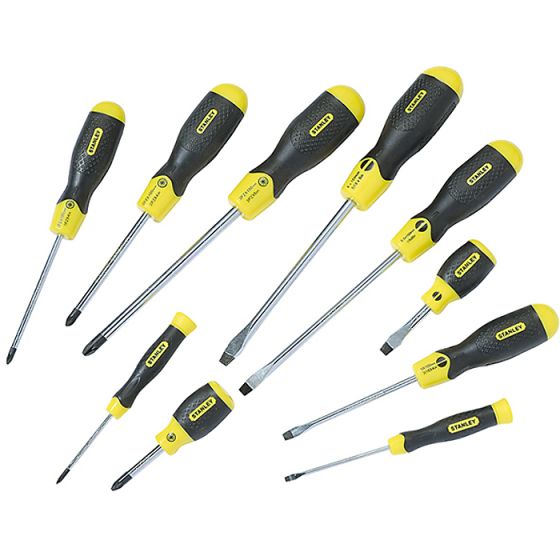 Cushion Grip Flared/Pozi Screwdriver Set of 10 by Stanley - 2-65-014