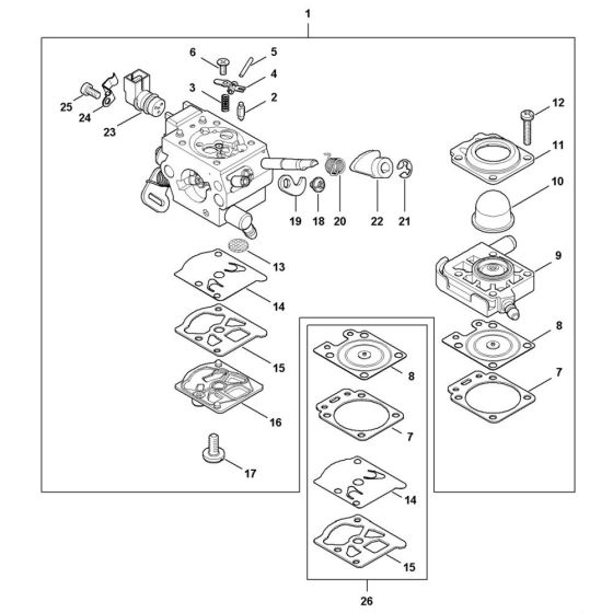 Carburettor for Stihl FS461 C-EM