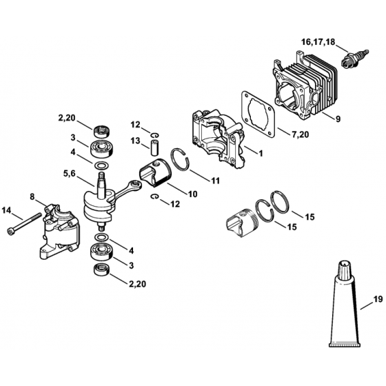 Stihl HS45 Hedge Trimmer Crankcase Assembly 