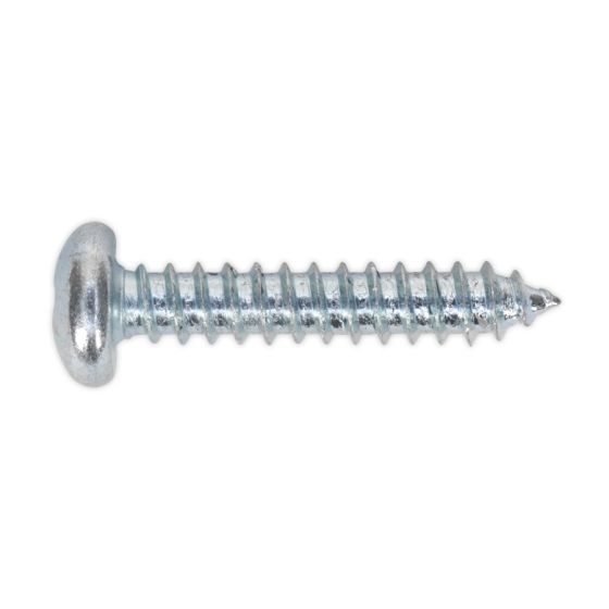 Self Tapping Screw 4.8 x 25mm Pan Head Pozi Zinc DIN 7981CZ Pack of 100 Sealey Part No. STPP4825