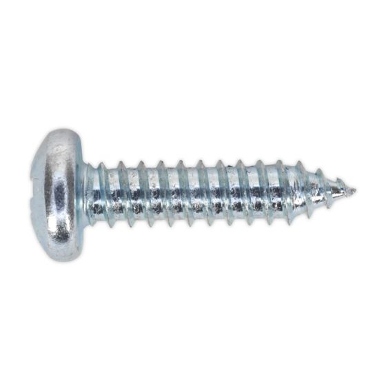 Self Tapping Screw 6.3 x 25mm Pan Head Pozi Zinc DIN 7981CZ Pack of 100 Sealey Part No. STPP6325