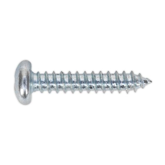 Self Tapping Screw 6.3 x 38mm Pan Head Pozi Zinc DIN 7981CZ Pack of 100 Sealey Part No. STPP6338