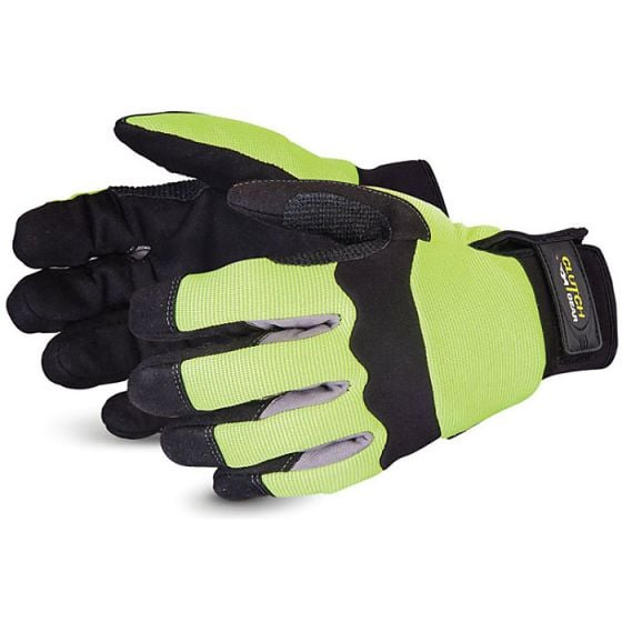 Clutch Gear Hi-Viz Machanics Glove - Fully Lined Punkban PVC Sure Grip S