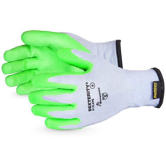 Cotton/Poly Knitted Glove Flexible Latex Palm & Lined Hi-Viz Lime Green 07