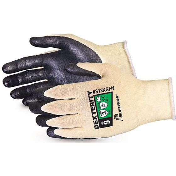 Dexterity Kevlar Glove Ultrafine 18-Gauge Cut-Resistant Foam Palm Black 07