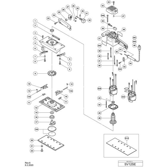 Main Assembly for Hikoki SV12SE Orbital Sander