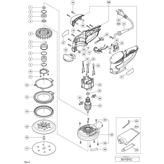 Main Assembly for Hikoki SV15YC Orbital Sander