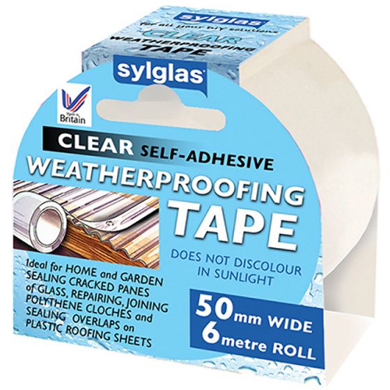 Clear Waterproofing Tape 50mm x 6m Roll by Sylglas - 8620007