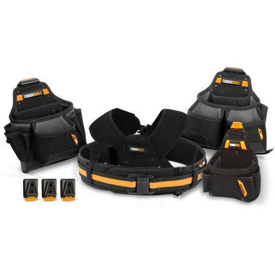 ToughBuilt 5pc Pro Contractor Tool Belt Set 4 pouches & Belt waist 32-48"