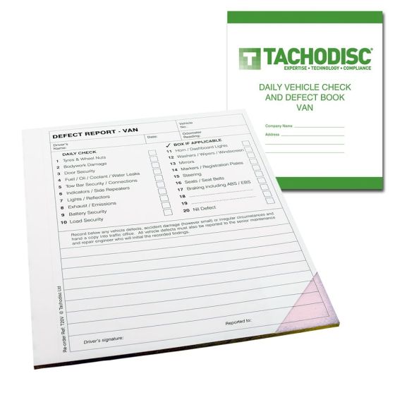 Tachodisc Book - Van Drivers Daily Vehicle and Defect Book - T20V