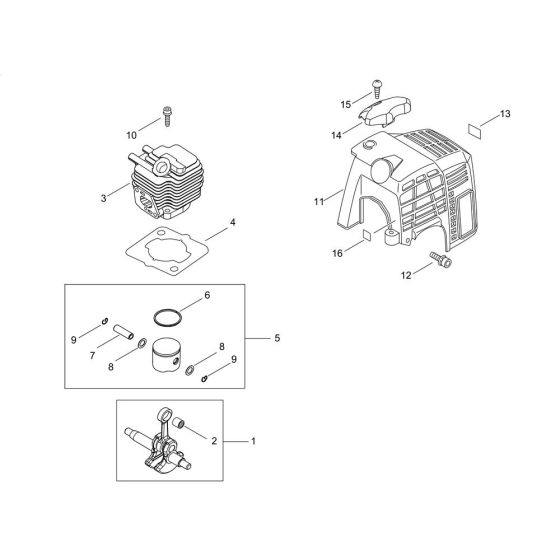 Cylinder, Piston, Crankshaft