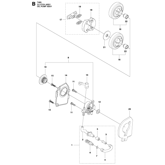 Clutch & Oil Pump Assembly For Husqvarna T425 Chainsaw 