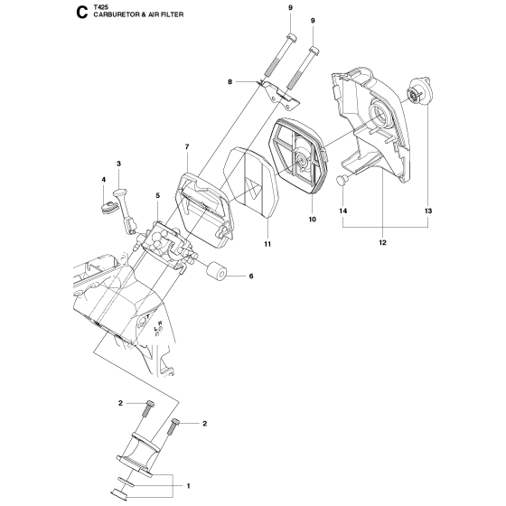 Carburetor & Air Filter Assembly For Husqvarna T425 Chainsaw 