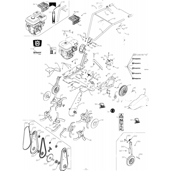 Product Complete Assembly for Husqvarna T50 Cultivator/Tiller