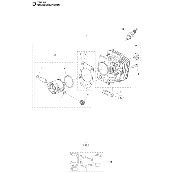 Cylinder Piston Assembly For Husqvarna T540XP Chainsaw 