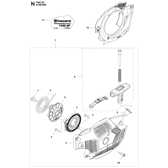 Starter Assembly For Husqvarna T540XP Chainsaw 