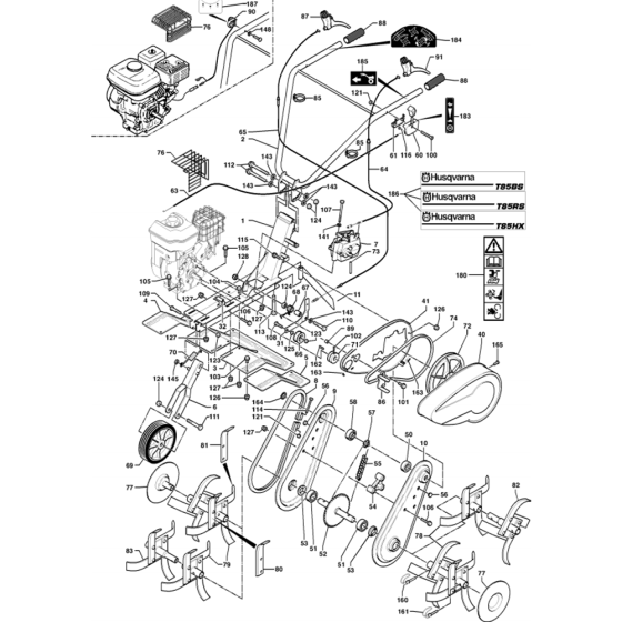 Product Complete Assembly for Husqvarna T85 Cultivator/Tiller