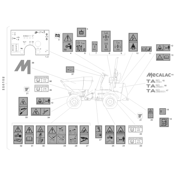 Decals ISO for Benford Terex Mecalac TA2H Dumper